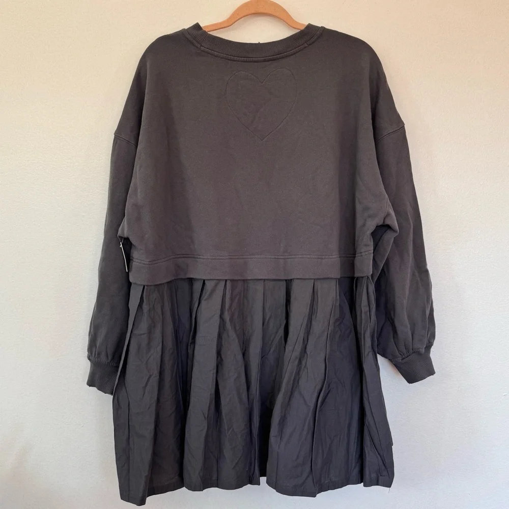 NWT Free People Eleonor Layered Oversized Boho Gray Sweatshirt Minidress - Picture 11 of 15